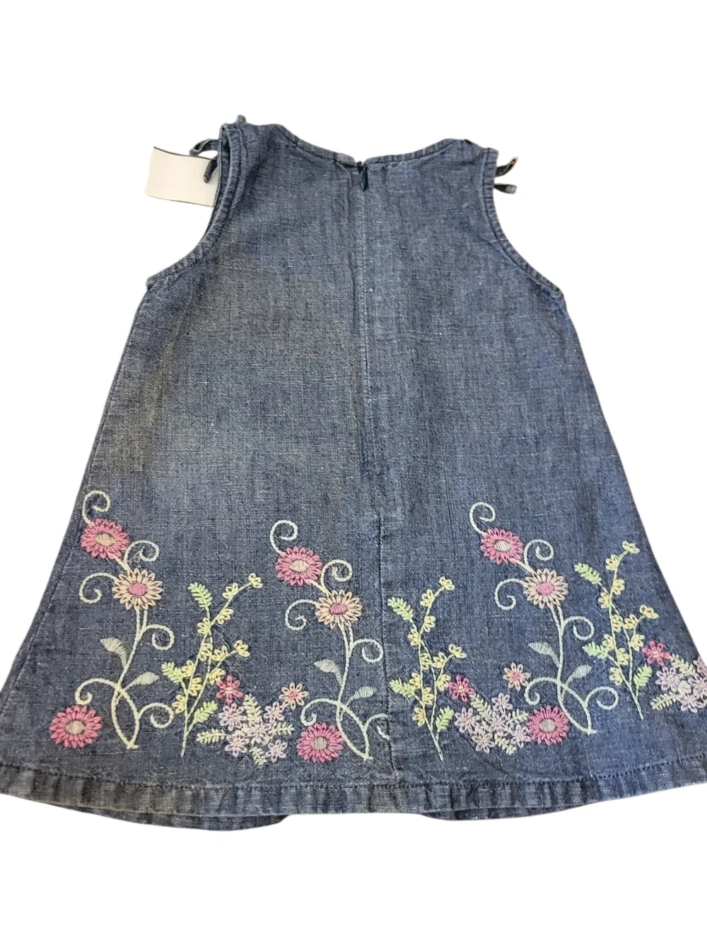 Old‎ Navy Dress For Baby Girl Denim Floral Embroidered Sundress Size 6-12 Months